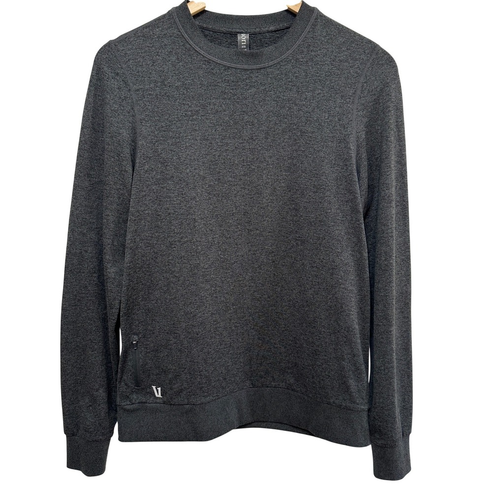Vuori Mens Ponto Performance Crew Sweatshirt Small Charcoal Heather Athletic